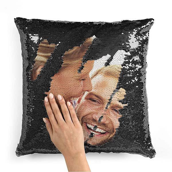 Custom Sequin Throw Pillow with Photo