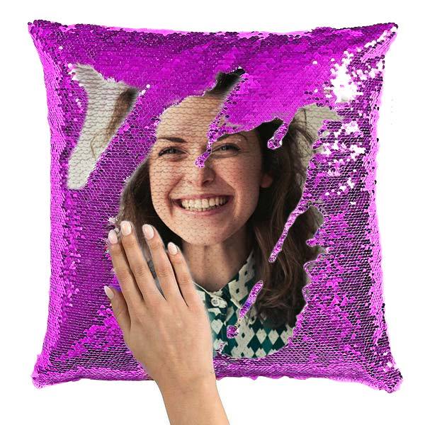 Custom Sequin Throw Pillow with Photo