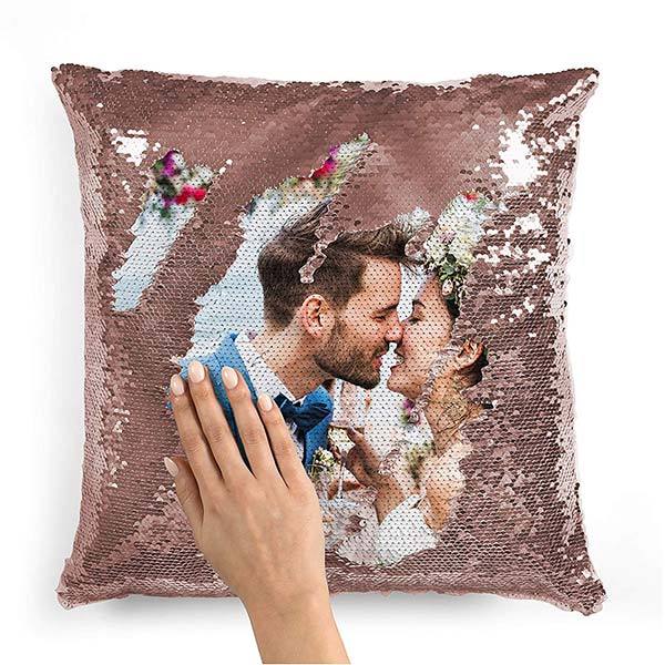 Custom Sequin Throw Pillow with Photo