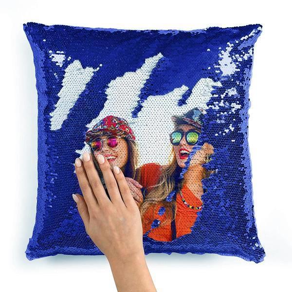 Custom Sequin Throw Pillow with Photo