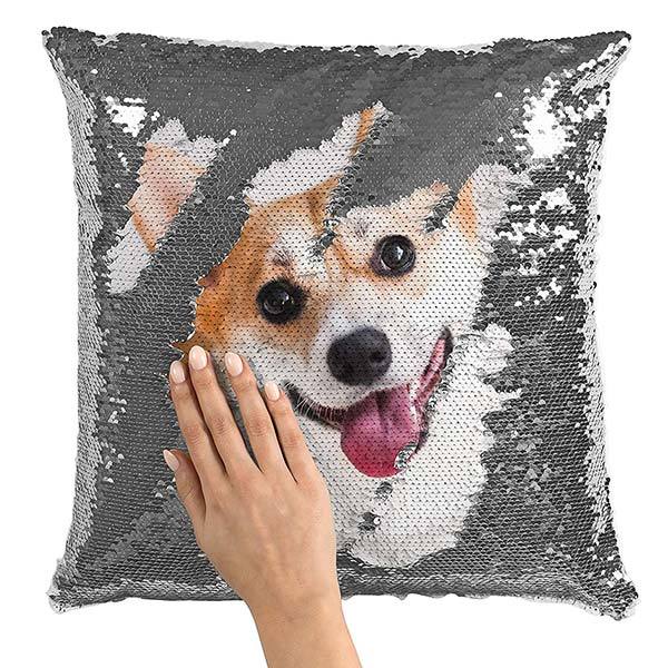 Custom Sequin Throw Pillow with Photo